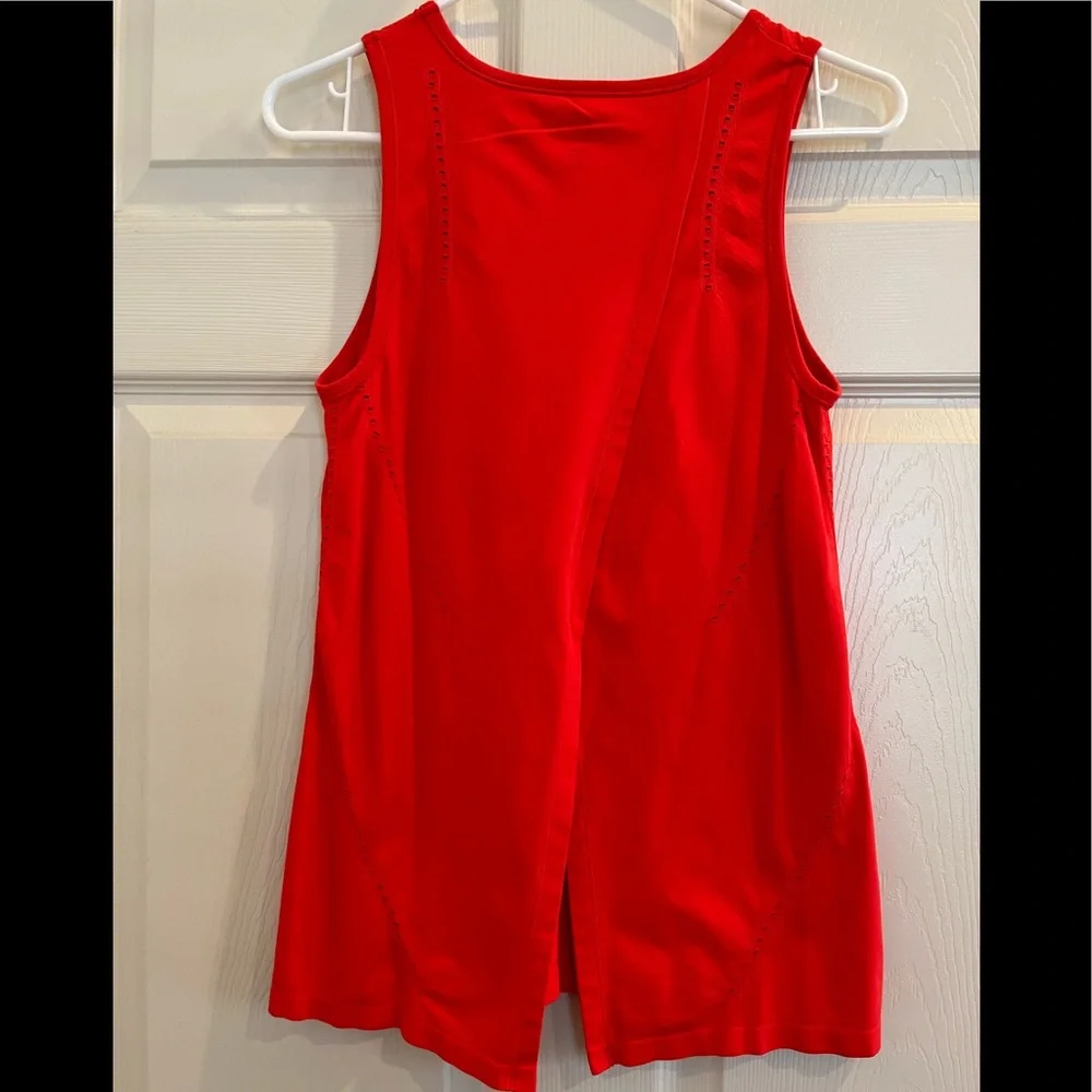 ATHLETA red tank with open stitch accents - Picture 6 of 6